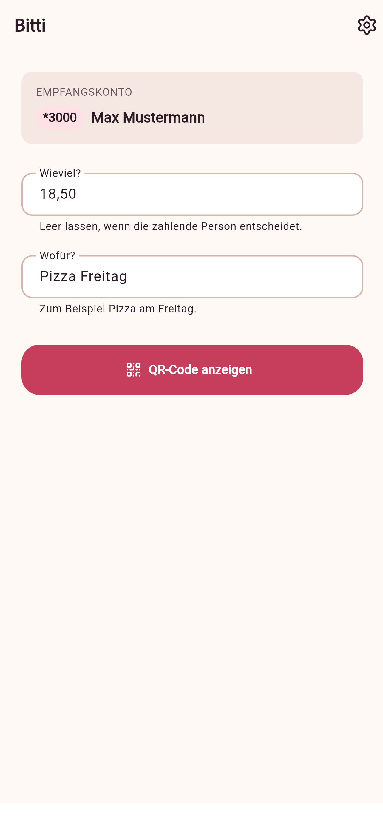 Geldanfrage in bitti erstellen